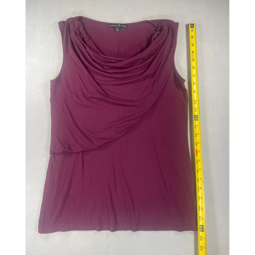 Preston‎ & York Women's Burgundy Draped Cowl Neck Sleeveless Top S 99PRM688 - Picture 4 of 7